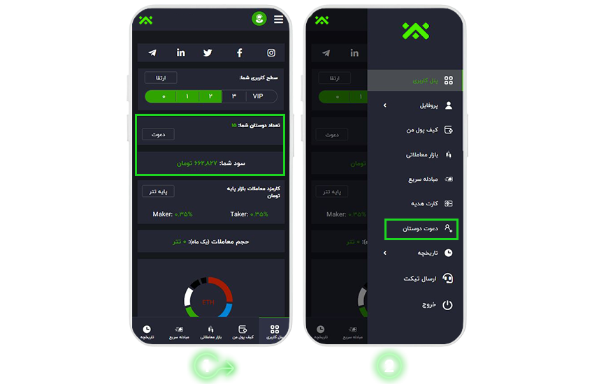 چگونه میتوان تعداد دوستان دعوت شده با کد دعوت خود را مشاهده کرد؟